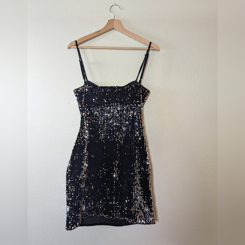 Zara Basic Black And Silver Sequin Embellished Mi… - image 7